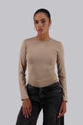 Beige Long Sleeves Basic Top