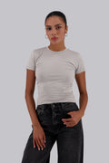 Grey Short Sleeves Basic Top