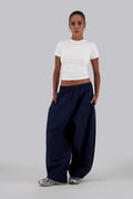 Navy Blue Balloon Linen Pants