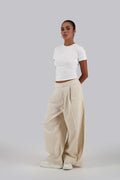 Light Beige Wide Leg Linen Pants