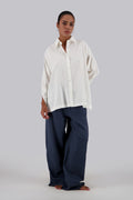 White Linen Button Down & Side Shirt