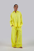 Yellow Linen Button Down & Side Shirt