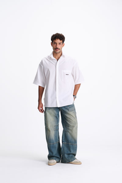 REDU Striped Torn Pocket Shirt Orange/Blue