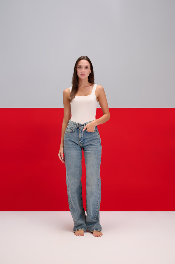 Light Blue Wash Wide Leg Jeans