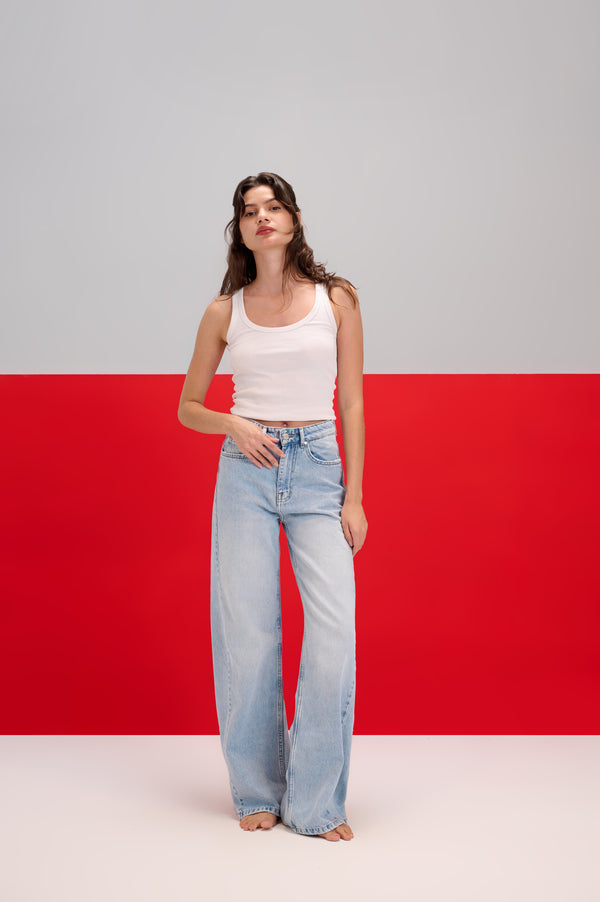Snow Light Blue Flared Leg Jeans