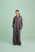 Grey Linen Side Buttons Shirt