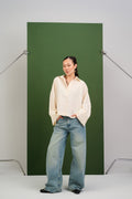 Off White Linen V Shirt