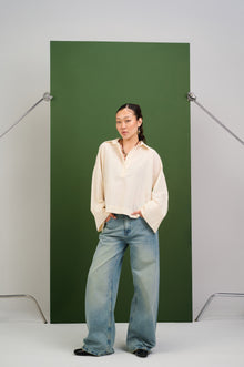 Off White Linen V Shirt