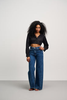 Basic Blue Wash Flared Leg Jeans