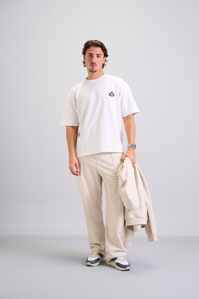 Beige Zigzag Sweatpants