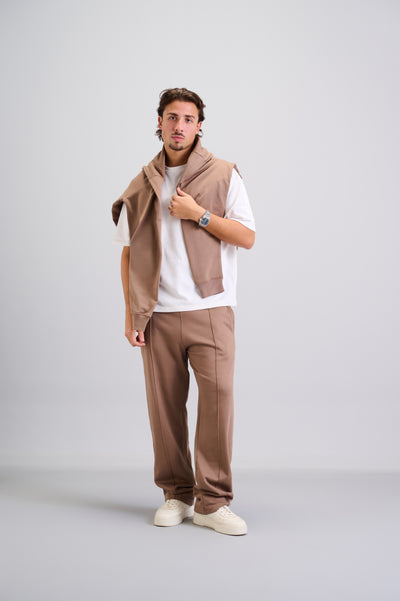 Dark Beige Zigzag Sweatpants