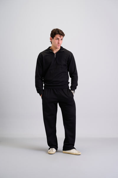 Black Quarter Zip Collar Sweater