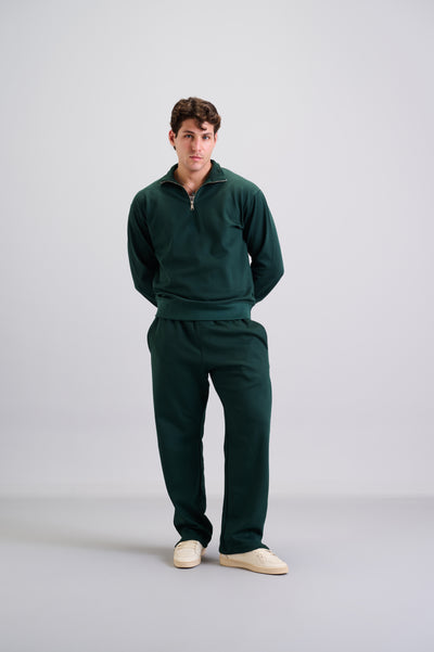 Green Quarter Zip Collar Sweater