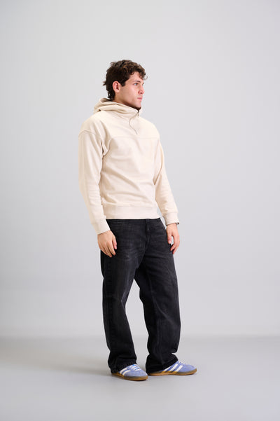 Beige Quarter Zip Hoodie