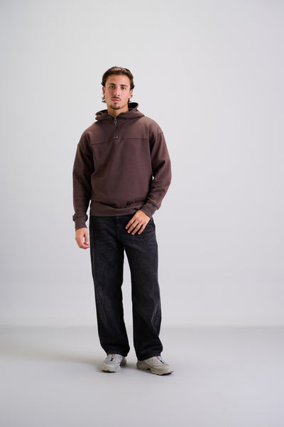 Brown Quarter Zip Hoodie