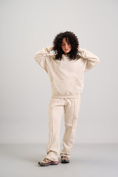 Beige Double Zigzag Sweatpants