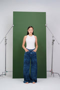 Mid Blue Acid Wash Flared Leg Jeans