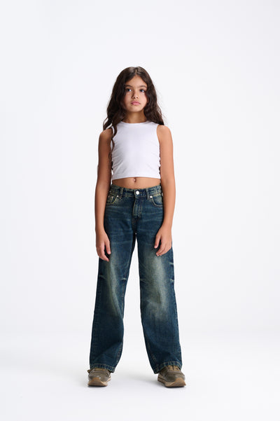 Dark Blue Wash Extreme Wide Leg Jeans