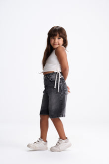 Grey Denim Bermuda Shorts