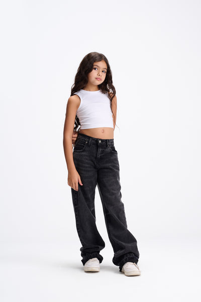 Dark Grey Wide Leg Jeans