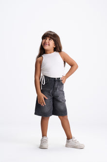 Dark Grey Denim Bermuda Shorts
