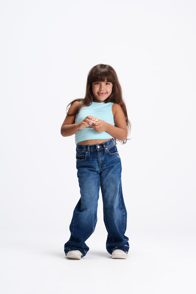 Dark Blue Wide Leg Jeans