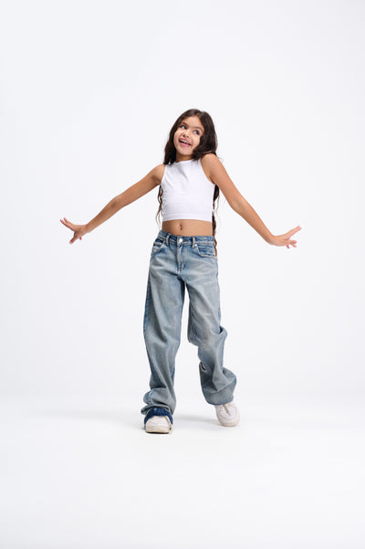 Snow Light Blue Wide Leg Jeans