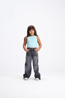 Grey Wide Leg Jeans
