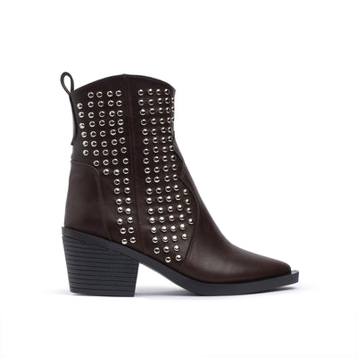 Brown Nappa Studded Cowboy Boot