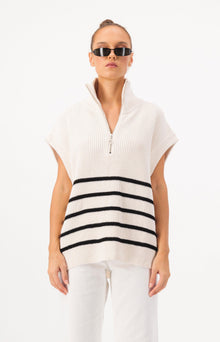 Striped Turtleneck Zipper Sweater Vest