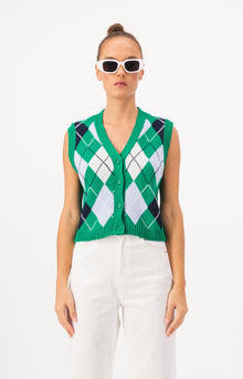 Argyle Cropped Sweater Vest