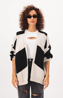 Geometric Balloon Sleeve Cardigan