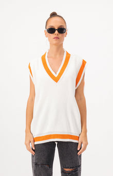Oversize Stripe Detail Sweater Vest