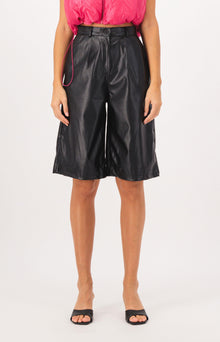 High Waist Bermuda Leather Shorts