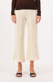 Waist Detail Wide Leg Knit Pants