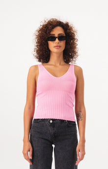 Neck Detail Ribbed Tank Top