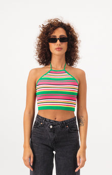 Cropped Striped Halter Top