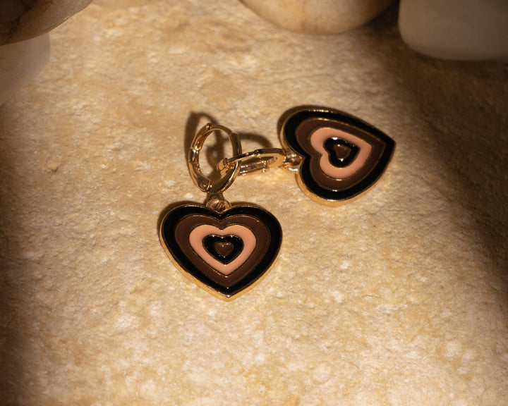 Black & Brown Heart Earrings - TGS Worldwide