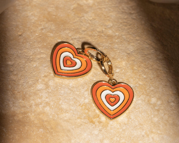Orange & White Heart Earrings - TGS Worldwide