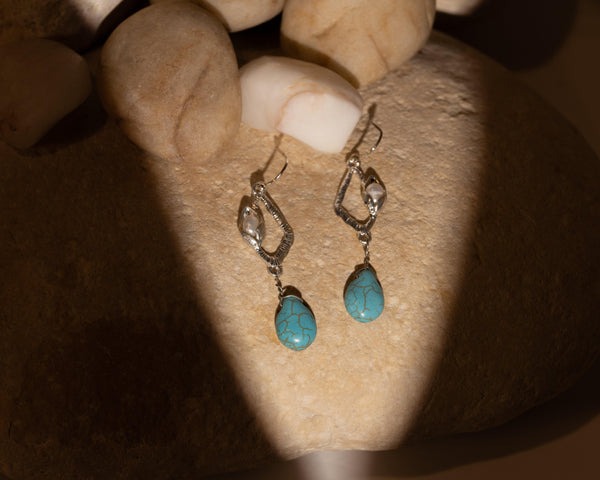 Turquoise Dangle Stone Earrings - TGS Worldwide